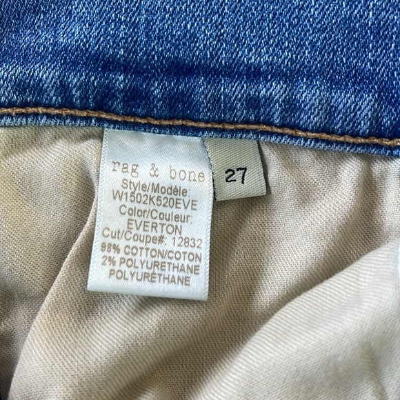 Rag & Bone - slightly distressed skinny blue jeans - mid rise - size 27 - Picture 5 of 7